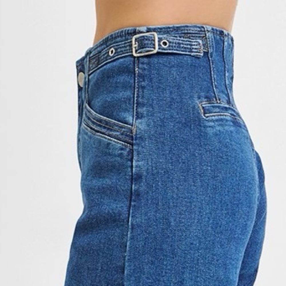 Risen High Rise Crop Wide Leg Jeans – Adjustable Waistband | Dark Wash Denim - Picture 7 of 11